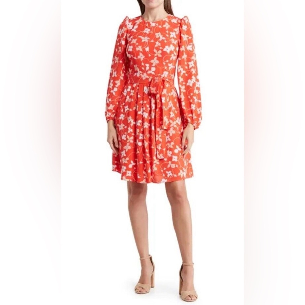 Eliza J Floral Long Sleeve Crepe Dress Size 2 NWT